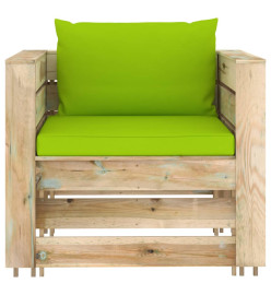 Salon de jardin 6 pcs avec coussins Bois imprégné de vert