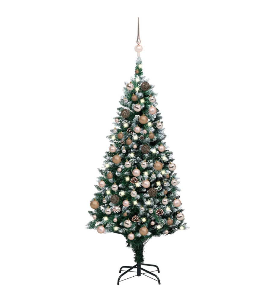 Arbre de Noël artificiel LED et boules et pommes de pin 150 cm