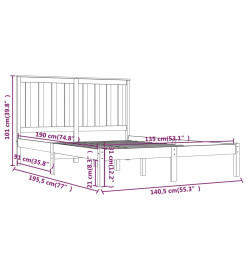 Cadre de lit Marron miel Bois de pin massif 135x190 cm Double