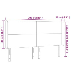 Tête de lit à LED Gris clair 203x16x118/128 cm Tissu