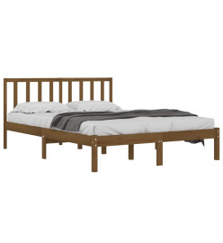 Cadre de lit Marron miel Bois de pin massif 135x190 cm Double