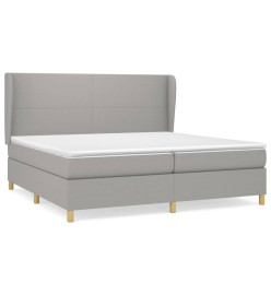 Lit à sommier tapissier avec matelas Gris clair 200x200cm Tissu