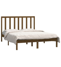 Cadre de lit Marron miel Bois de pin massif 135x190 cm Double