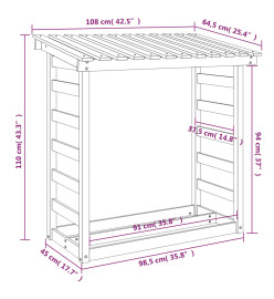 Support bois de chauffage cire marron 108x64,5x110 cm bois pin