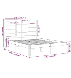 Cadre de lit Marron miel Bois massif 135x190 cm Double