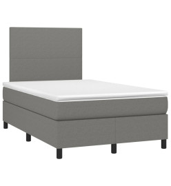 Sommier tapissier et matelas et LED Gris foncé 120x200 cm Tissu