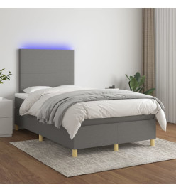 Sommier tapissier et matelas et LED Gris foncé 120x200 cm Tissu