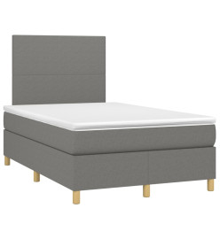 Sommier tapissier et matelas et LED Gris foncé 120x200 cm Tissu