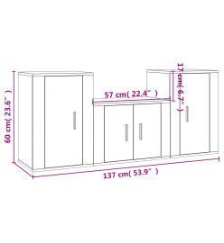 Ensemble de meubles TV 3 pcs Blanc brillant Bois d'ingénierie