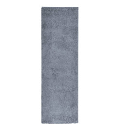 Tapis shaggy à poils longs moderne bleu 80x250 cm