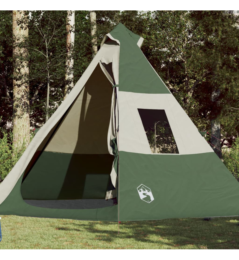 Tente de camping 7 personnes vert 350x350x280 cm taffetas 185T