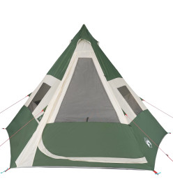 Tente de camping 7 personnes vert 350x350x280 cm taffetas 185T