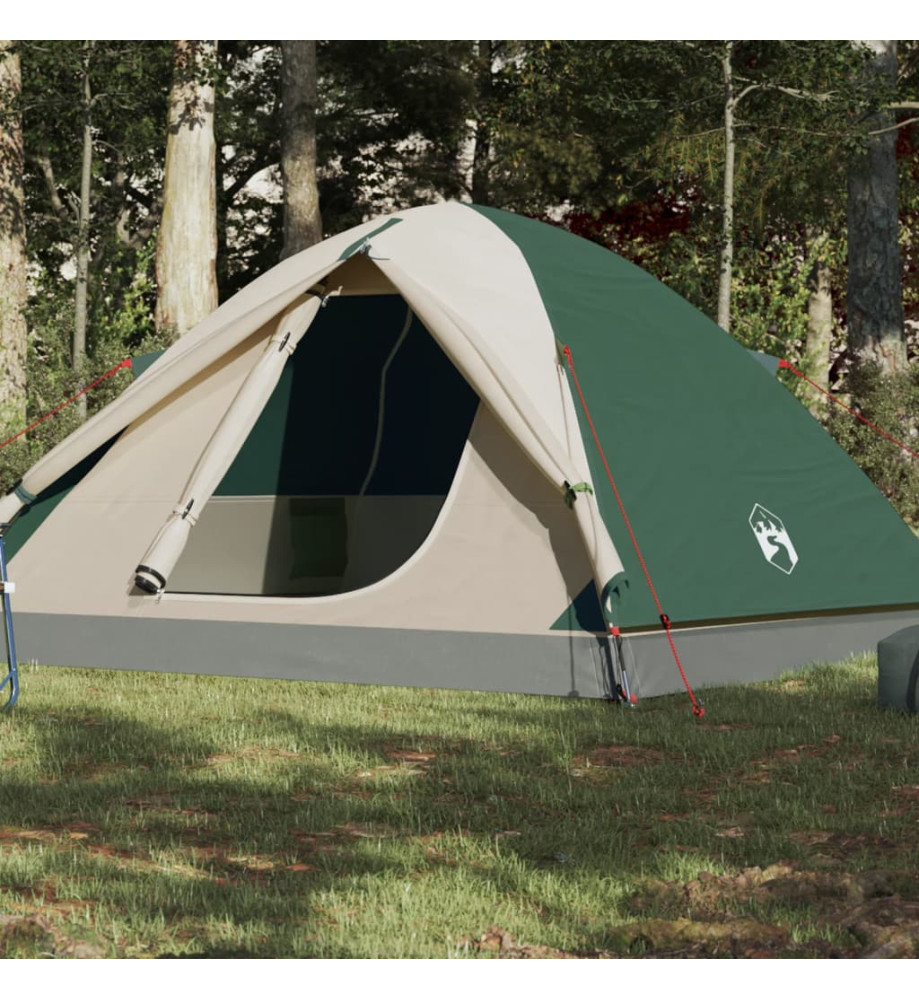 Tente de camping 6 personnes vert 348x340x190 cm taffetas 190T