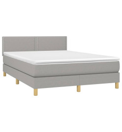 Sommier tapissier et matelas et LED Gris clair 140x190 cm Tissu