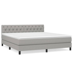 Lit à sommier tapissier avec matelas Gris clair 160x200cm Tissu