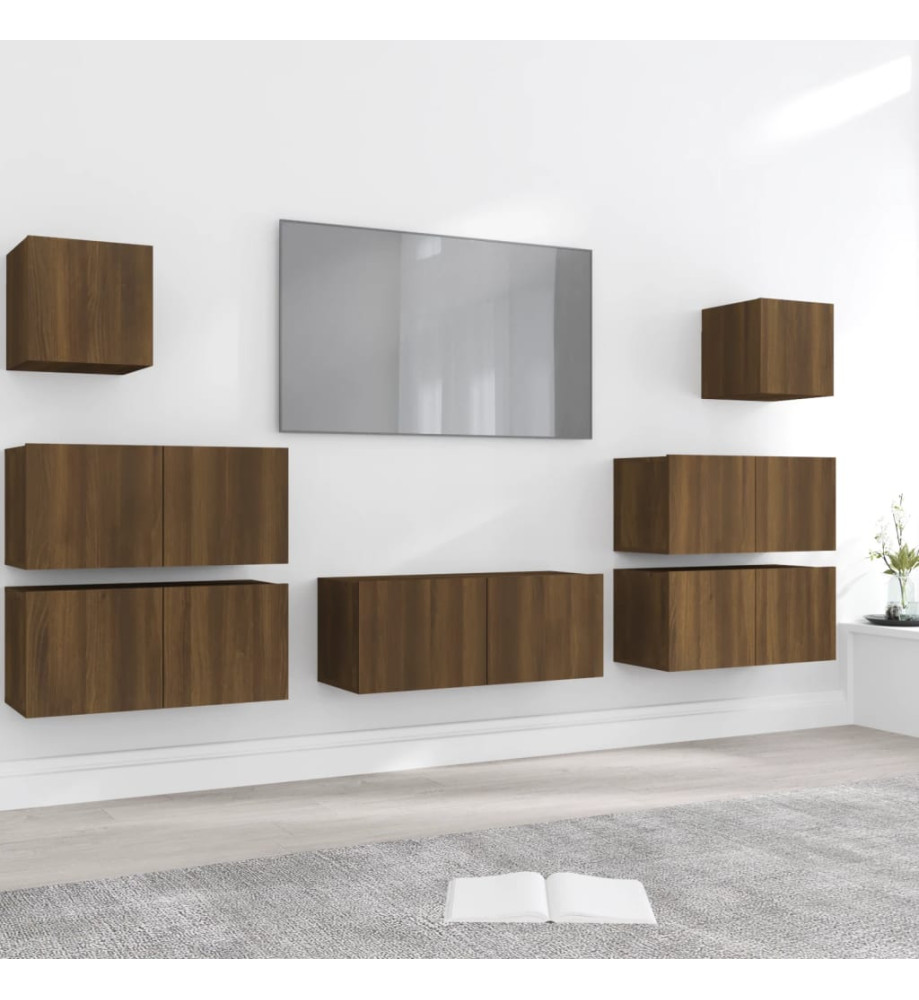 Ensemble de meubles TV 7 pcs Chêne marron Bois d'ingénierie