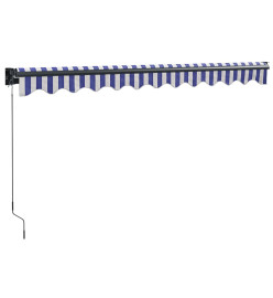 Auvent rétractable bleu et blanc 3x2,5 m tissu et aluminium