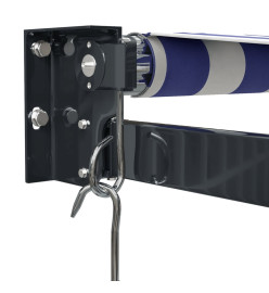 Auvent rétractable bleu et blanc 3x2,5 m tissu et aluminium