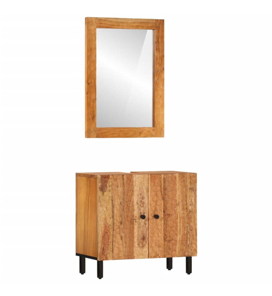 Ensemble d'armoires de salle de bain 2 pcs bois massif d'acacia