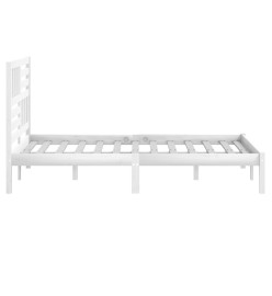 Cadre de lit blanc 135x190 cm double bois massif de pin