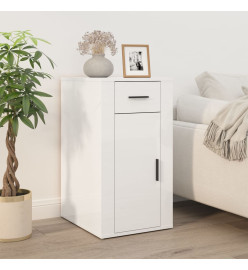 Bureau avec armoire blanc brillant bois d'ingénierie