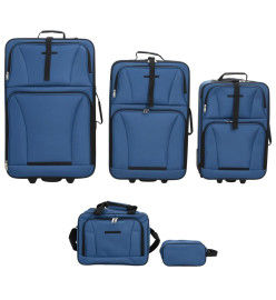 Ensemble de bagages de voyage bleu tissu