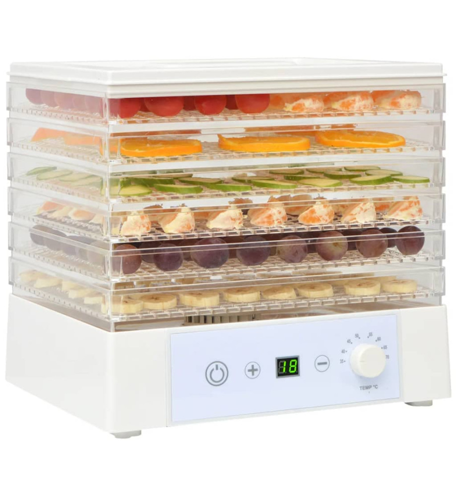 Déshydrateur alimentaire avec 6 plateaux 250 W Blanc