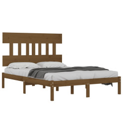 Cadre de lit Marron miel Bois massif 135x190 cm Double