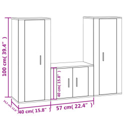 Ensemble de meubles TV 3 pcs Blanc brillant Bois d'ingénierie