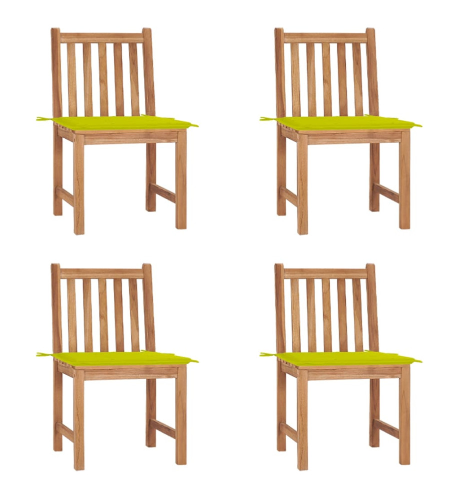 Chaises de jardin 4 pcs avec coussins Bois de teck massif