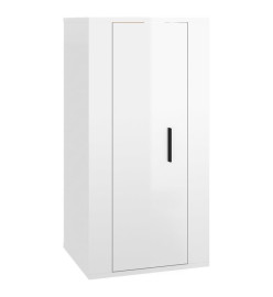 Ensemble de meubles TV 2 pcs blanc brillant bois d'ingénierie