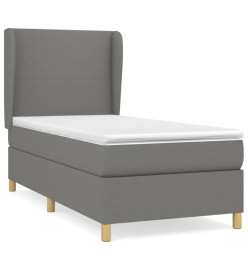 Lit à sommier tapissier avec matelas Gris foncé 100x200cm Tissu