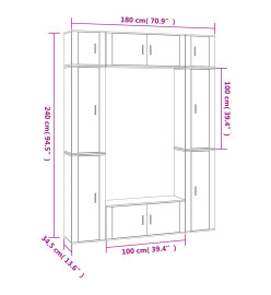 Ensemble de meubles TV 8 pcs Blanc brillant Bois d'ingénierie