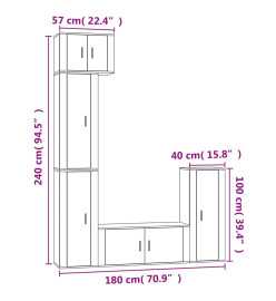 Ensemble de meubles TV 5 pcs Blanc brillant Bois d'ingénierie