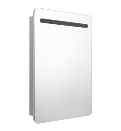 Armoire de salle de bain à miroir LED gris béton 60x11x80 cm