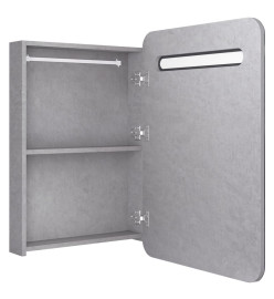 Armoire de salle de bain à miroir LED gris béton 60x11x80 cm