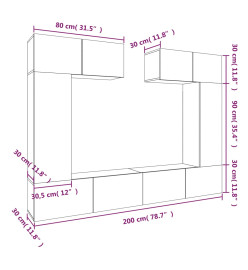 Ensemble de meubles TV 6 pcs Chêne fumé Bois d'ingénierie