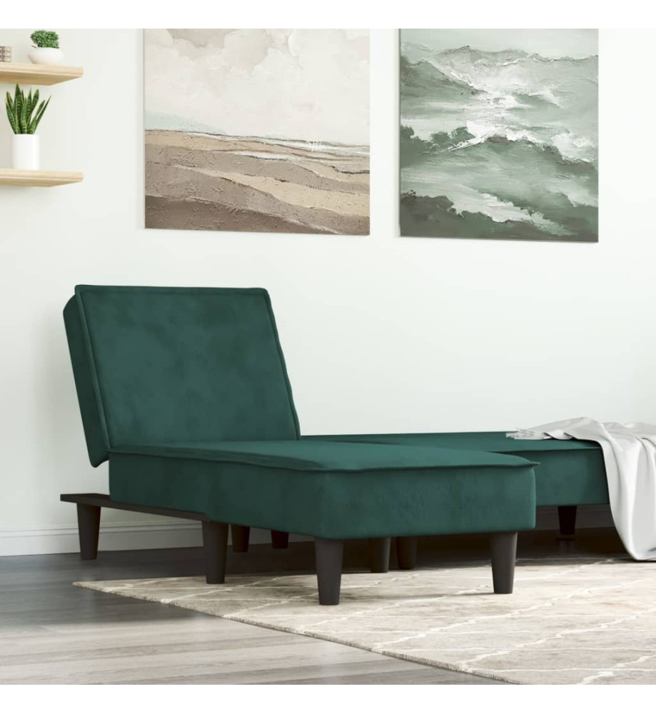 Chaise longue vert foncé velours