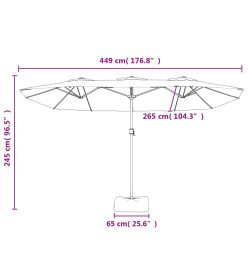 Parasol à double tête noir 449x245 cm