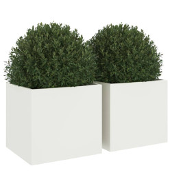Jardinières 2 pcs blanc 32x30x29 cm acier laminé à froid