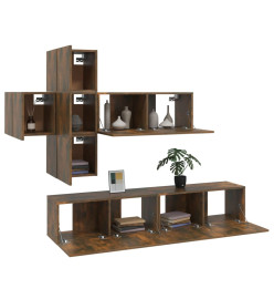 Ensemble de meubles TV 7 pcs Chêne fumé Bois d'ingénierie