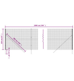 Clôture en treillis métallique anthracite 2,2x10 m