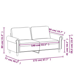 Canapé à 2 places Vert foncé 140 cm Velours