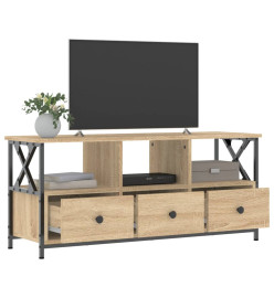 Meuble TV chêne sonoma 102x33x45 cm bois d'ingénierie et fer