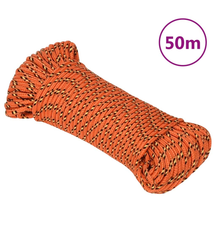 Corde de bateau Orange 4 mm 50 m Polypropylène