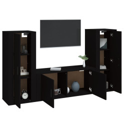 Ensemble de meubles TV 3 pcs Noir Bois d'ingénierie