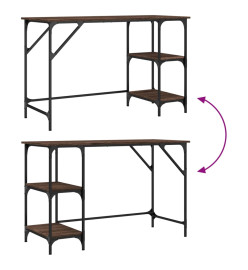 Bureau chêne marron 120x50x75 cm métal et bois d'ingénierie