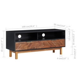 Meuble TV 100x35x45 cm Bois d'acacia massif et MDF