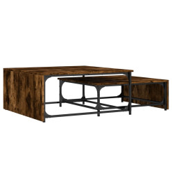 Tables basses gigognes 2 pcs chêne fumé bois d'ingénierie métal