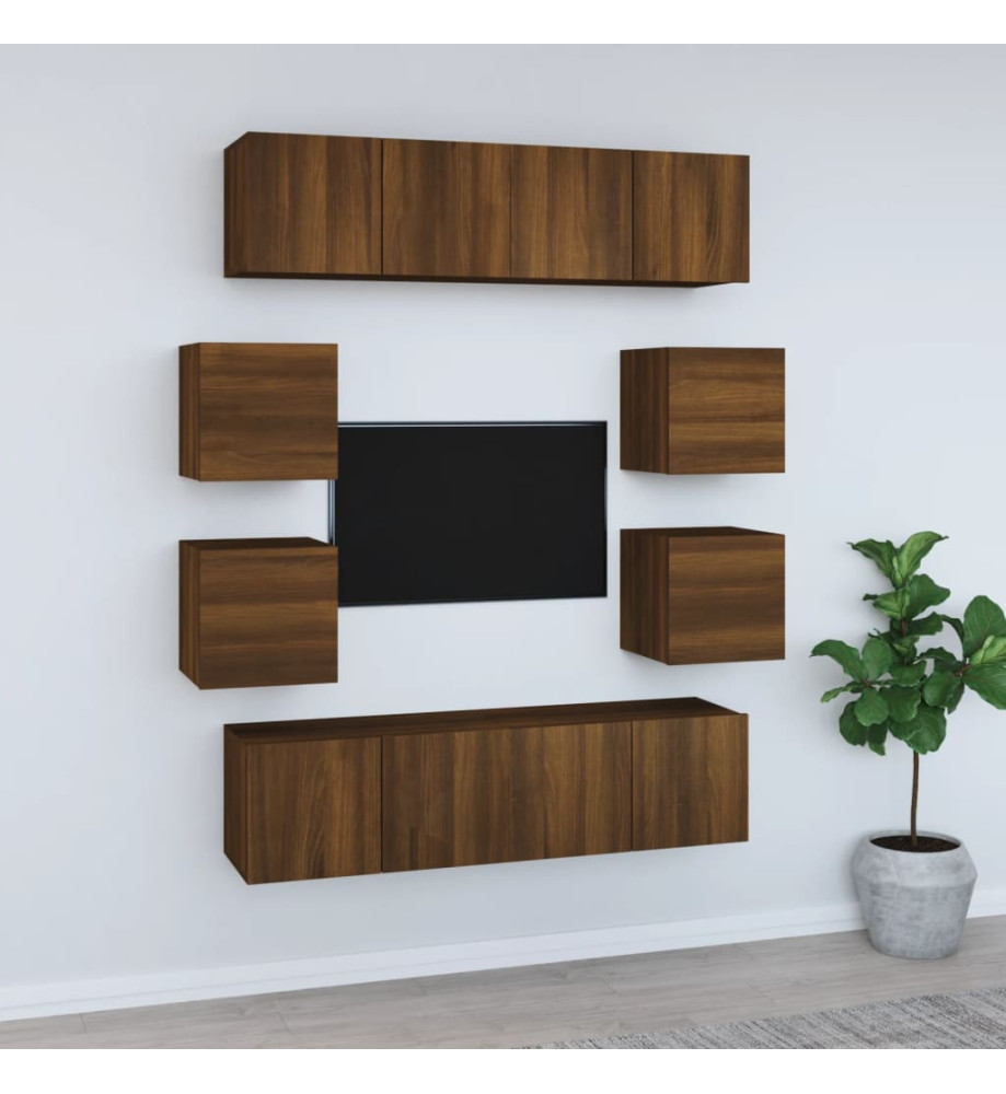 Ensemble de meubles TV 8 pcs Chêne marron Bois d'ingénierie